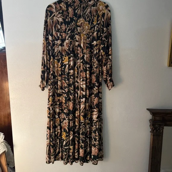 H&M Floral Stand Collar Maxi Dress Size Small fits to Large - Picture 9 of 10